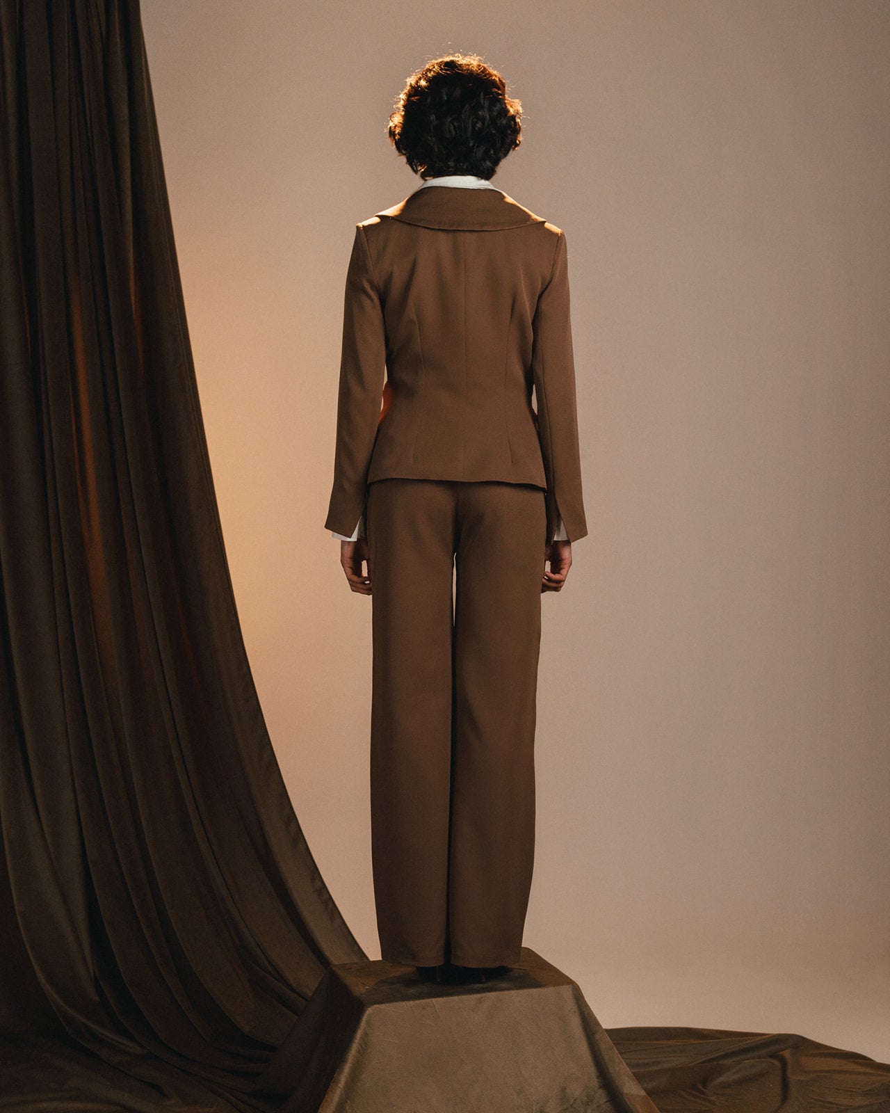 Mocha draped blazer