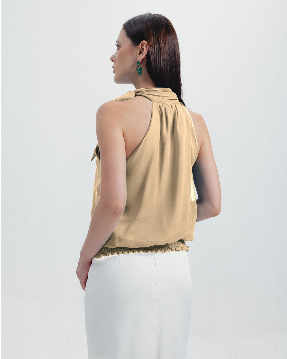 The Celine Halter Top | Available in Emerald, Noir, Café & Ivory