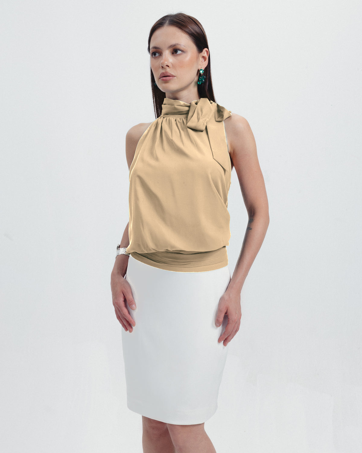 The Celine Halter Top | Available in Emerald, Noir, Café & Ivory