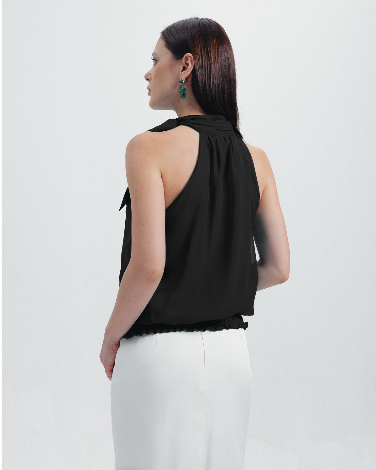 The Celine Halter Top | Available in Emerald, Noir, Café & Ivory