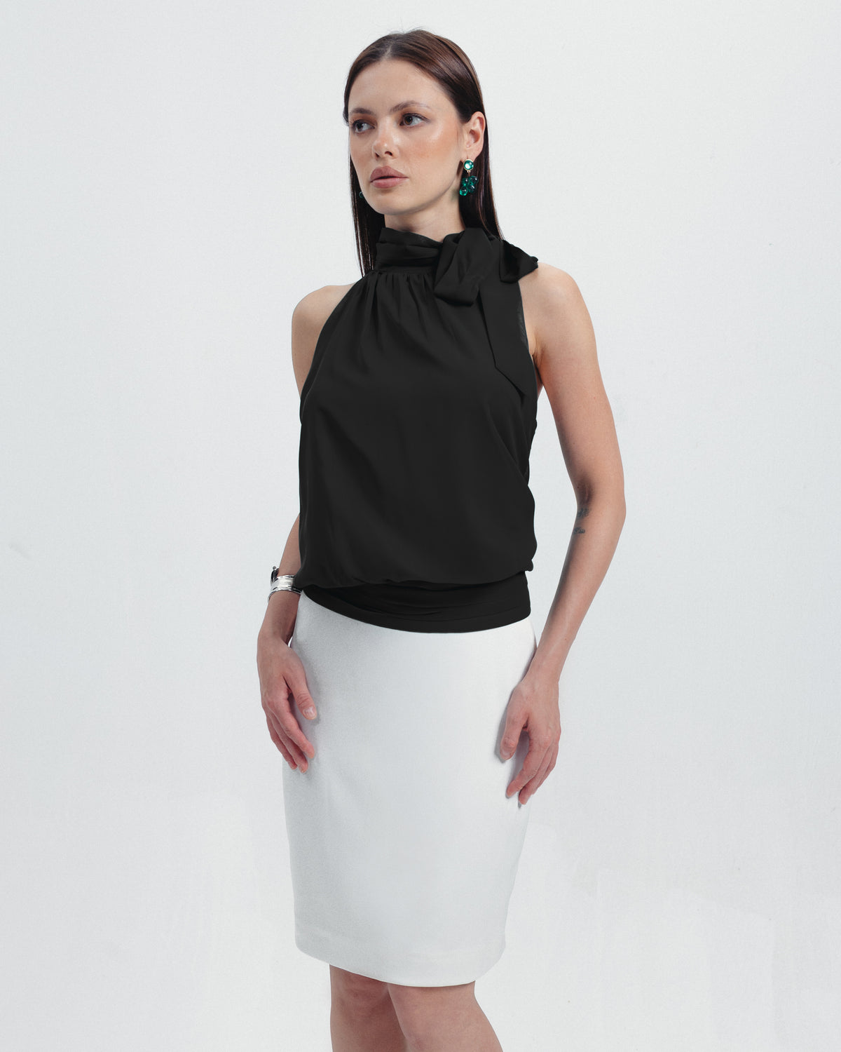 The Celine Halter Top | Available in Emerald, Noir, Café & Ivory