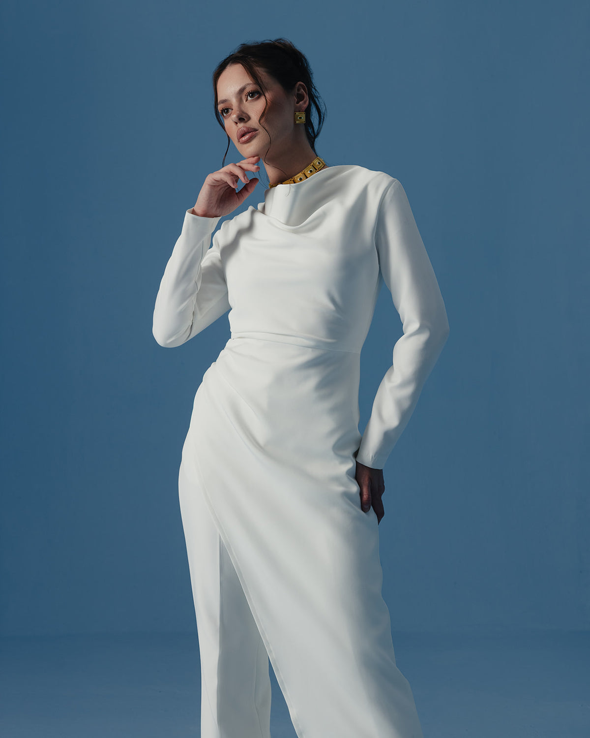 The Athena Long Sleeve Tunic in Ivory