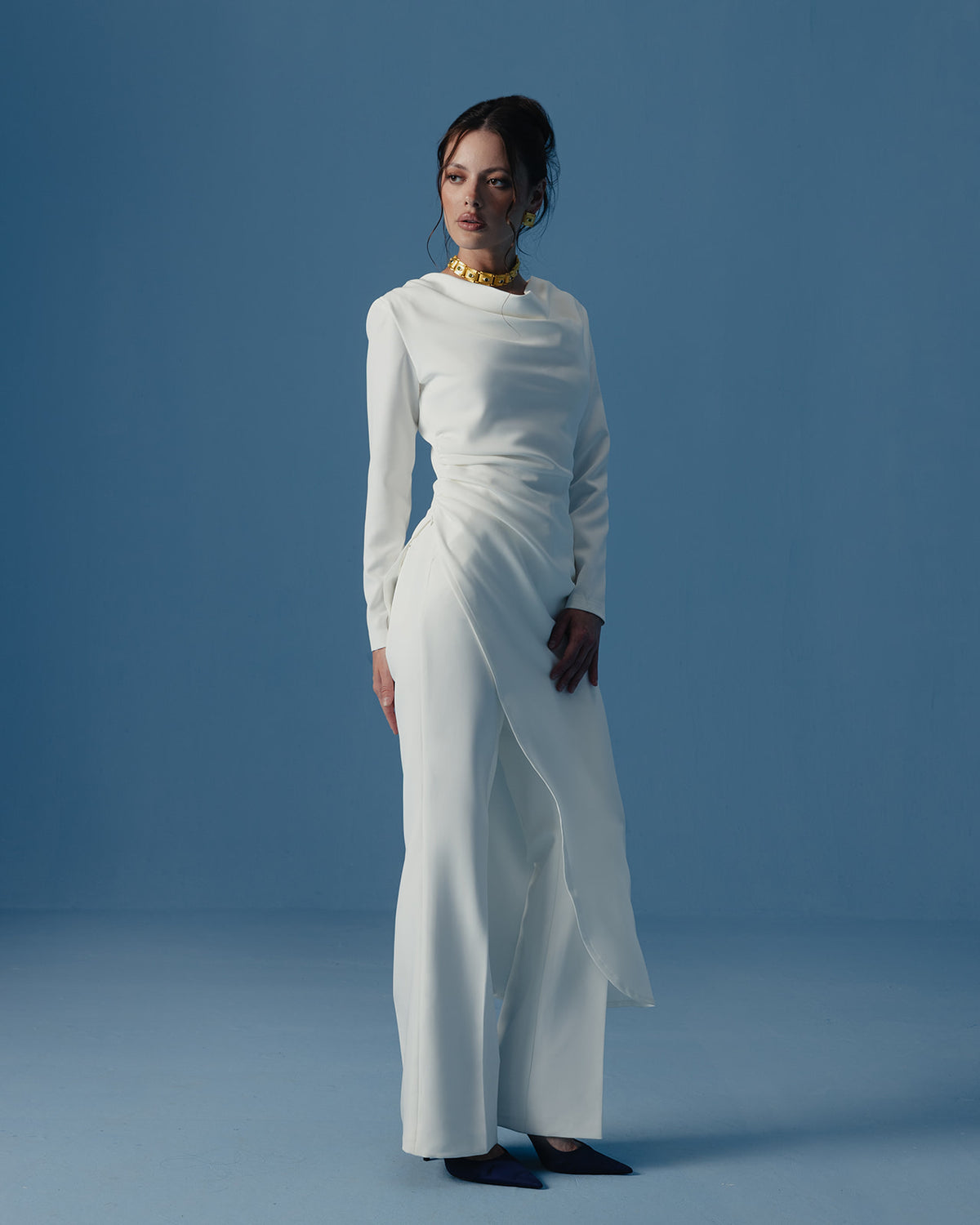 The Athena Long Sleeve Tunic in Ivory