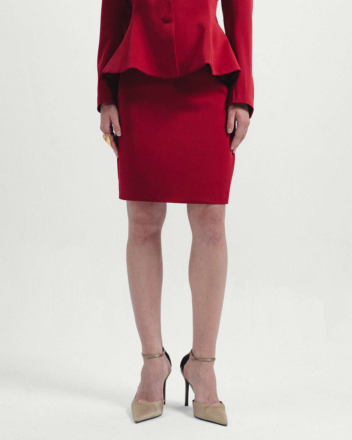 The Valerie Pencil Skirt in Crimson