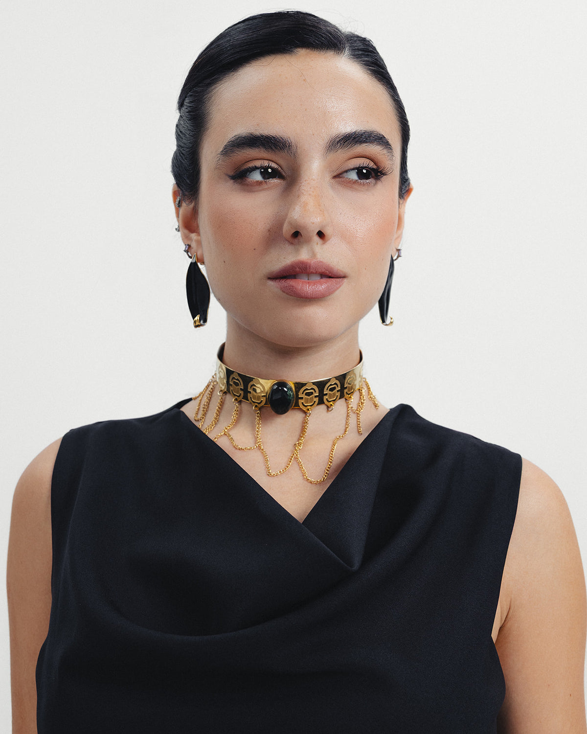 The Athena Sleeveless Tunic in Noir