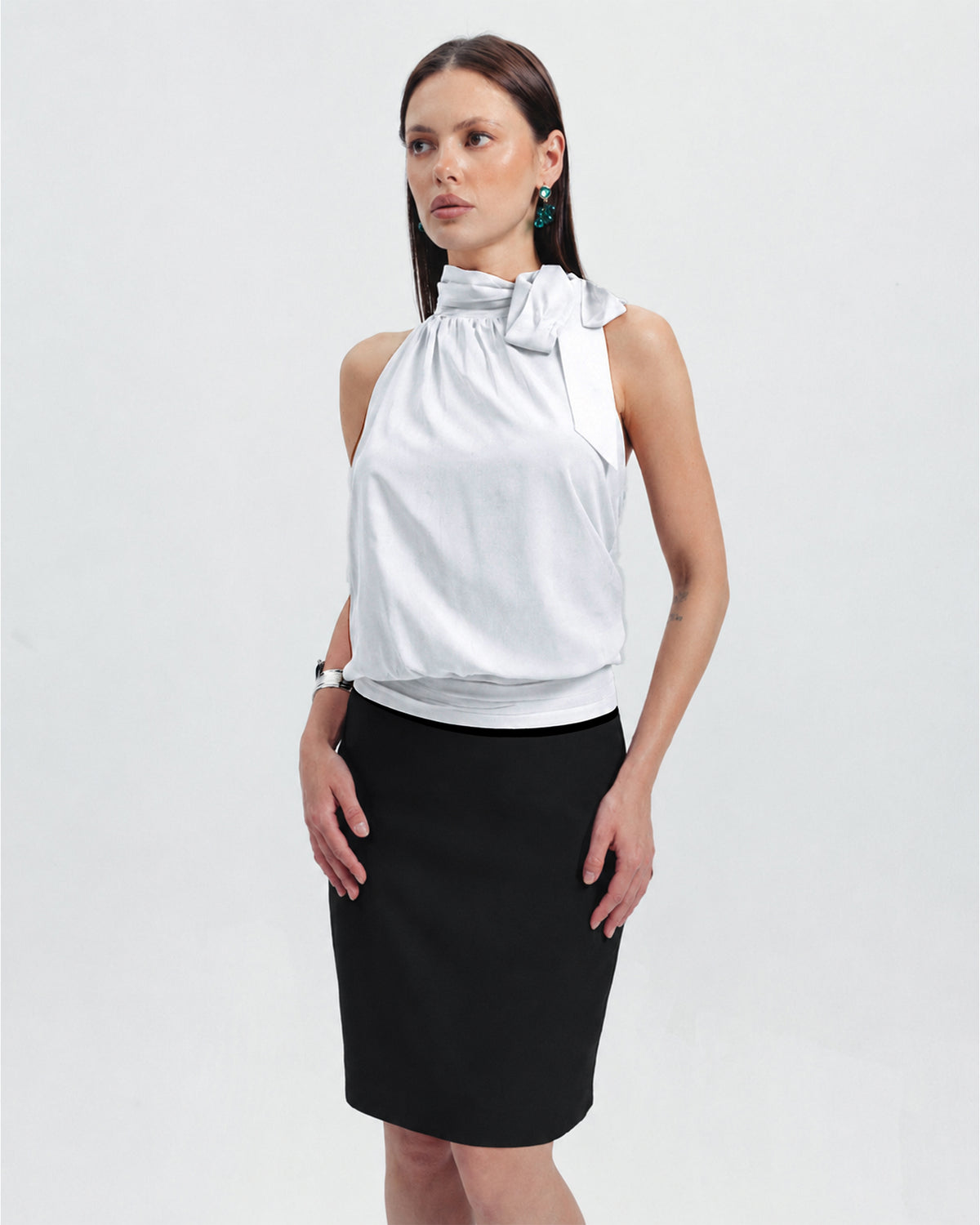 The Celine Halter Top | Available in Emerald, Noir, Café & Ivory