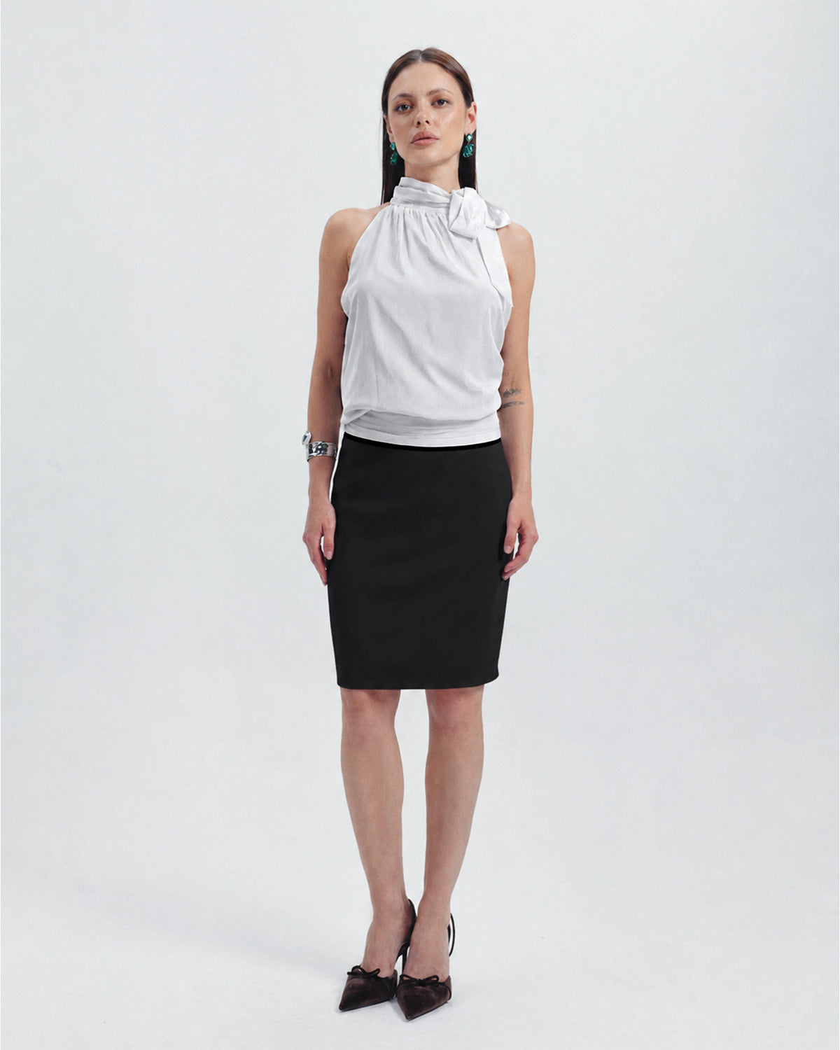 The Celine Halter Top | Available in Emerald, Noir, Café & Ivory