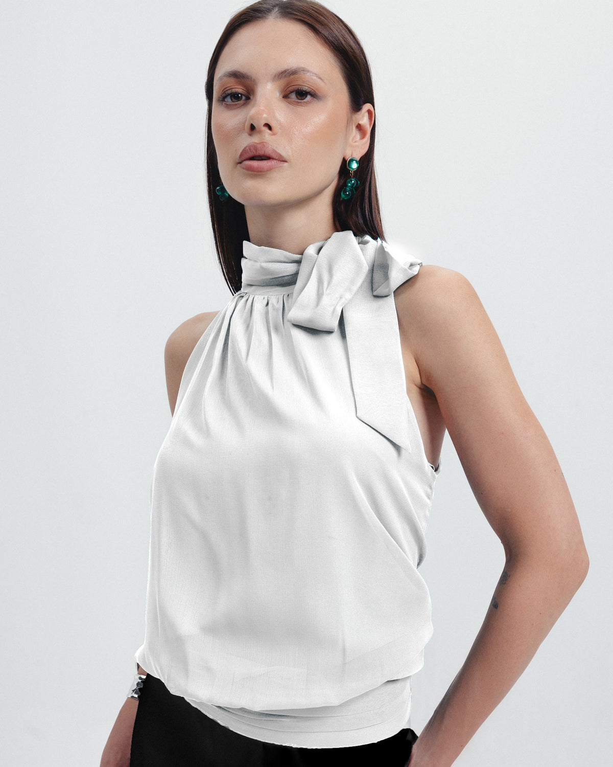 The Celine Halter Top | Available in Emerald, Noir, Café & Ivory