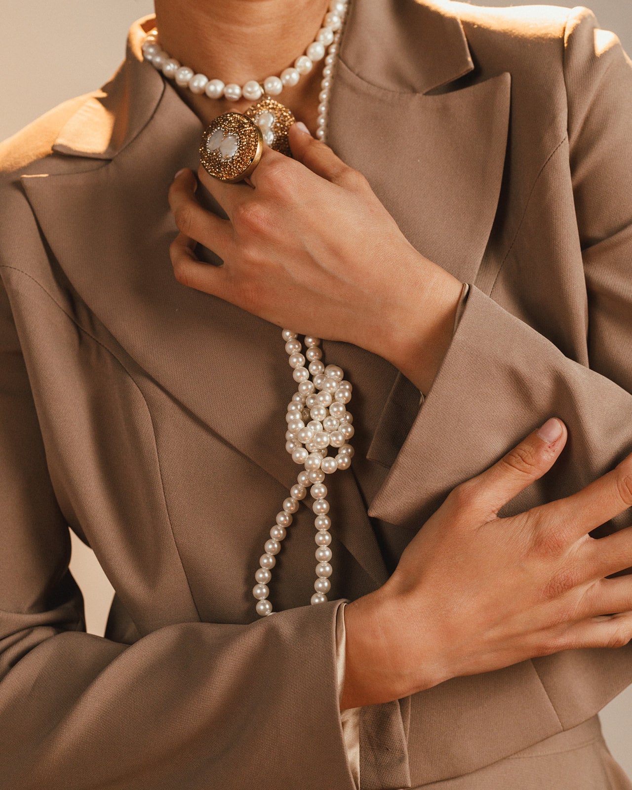 light mocha cropped blazer