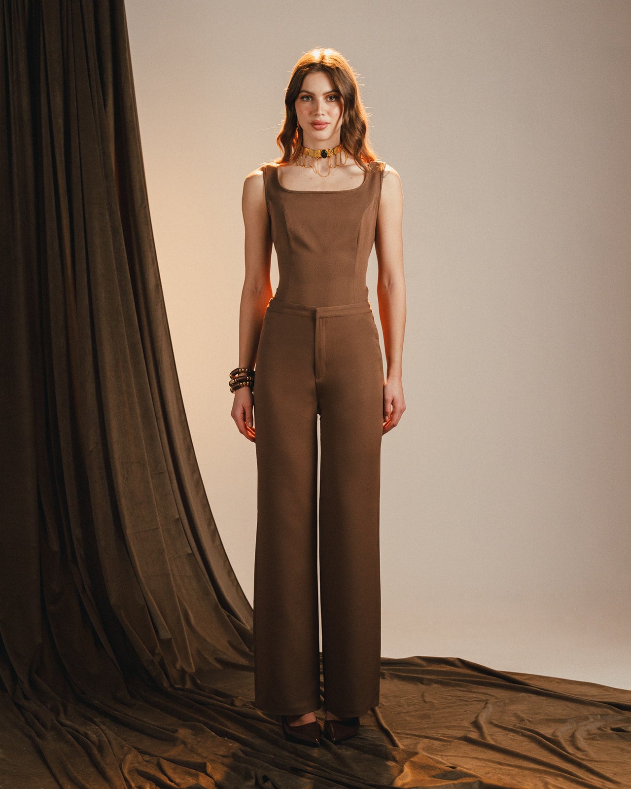 Mocha crepe top