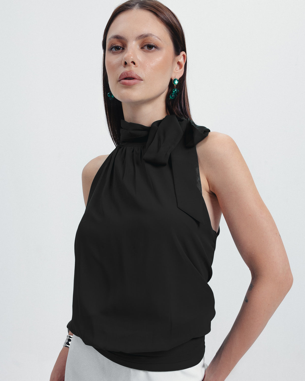 The Celine Halter Top | Available in Emerald, Noir, Café & Ivory