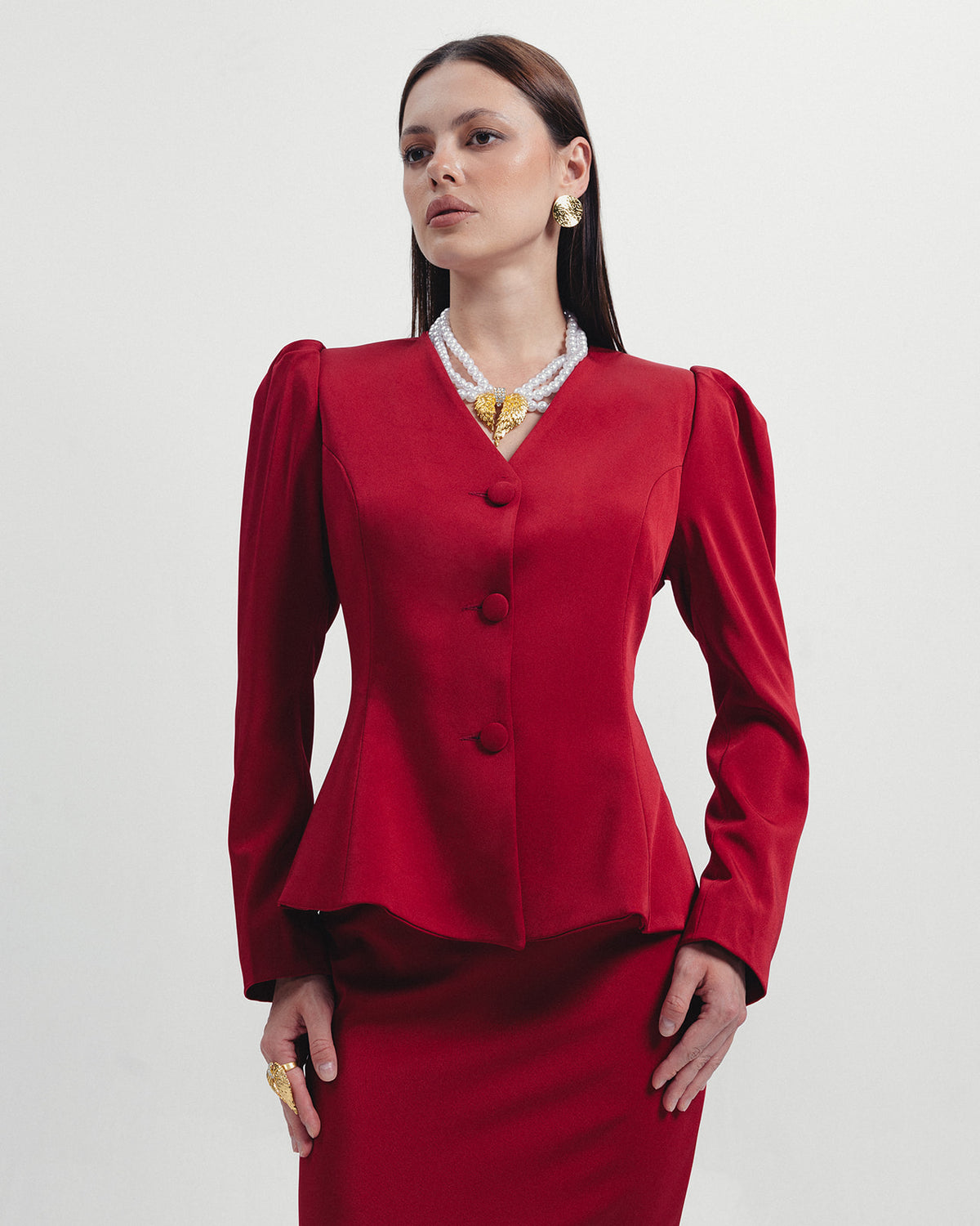 The Valerie Blazer in Crimson