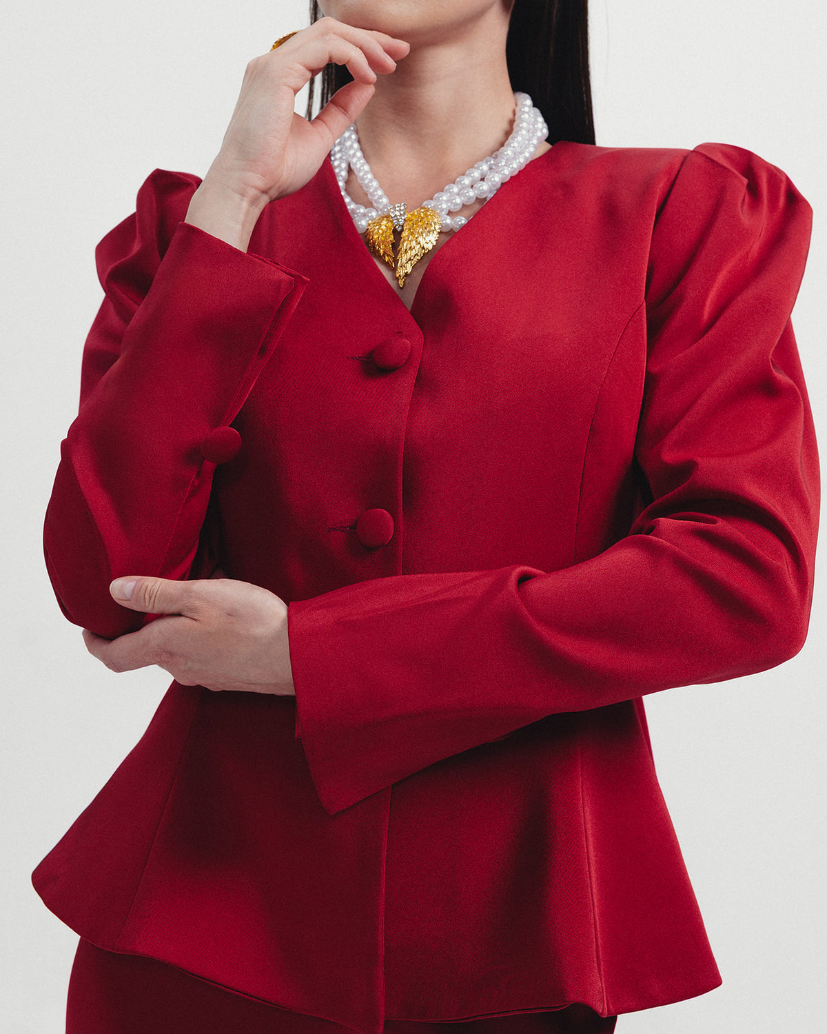 The Valerie Blazer in Crimson