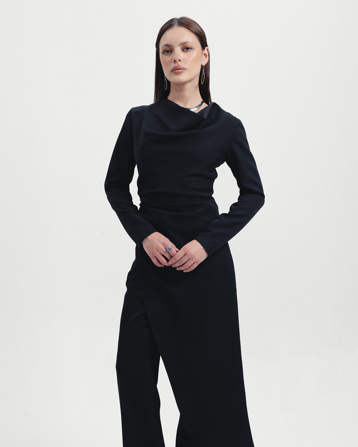 The Athena Long Sleeve Tunic in Noir