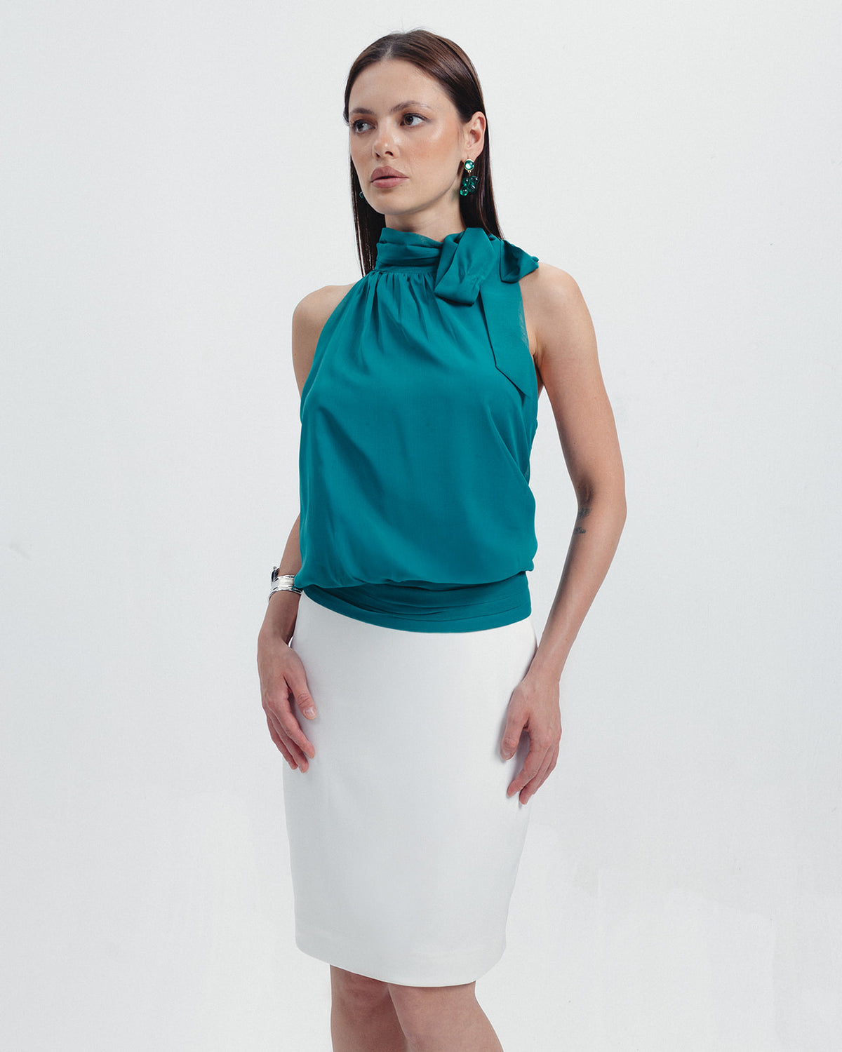 The Celine Halter Top | Available in Emerald, Noir, Café & Ivory