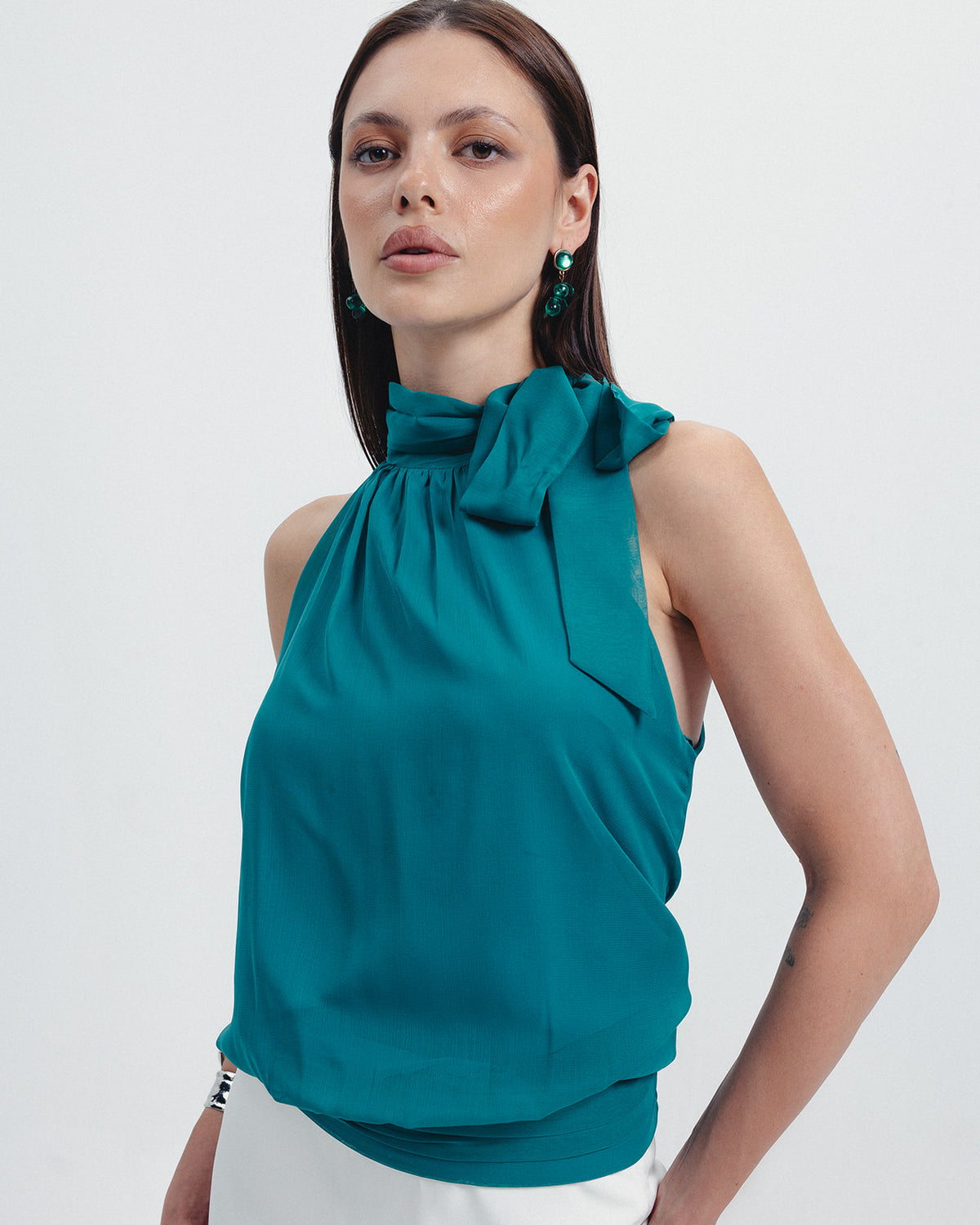 The Celine Halter Top | Available in Emerald, Noir, Café & Ivory