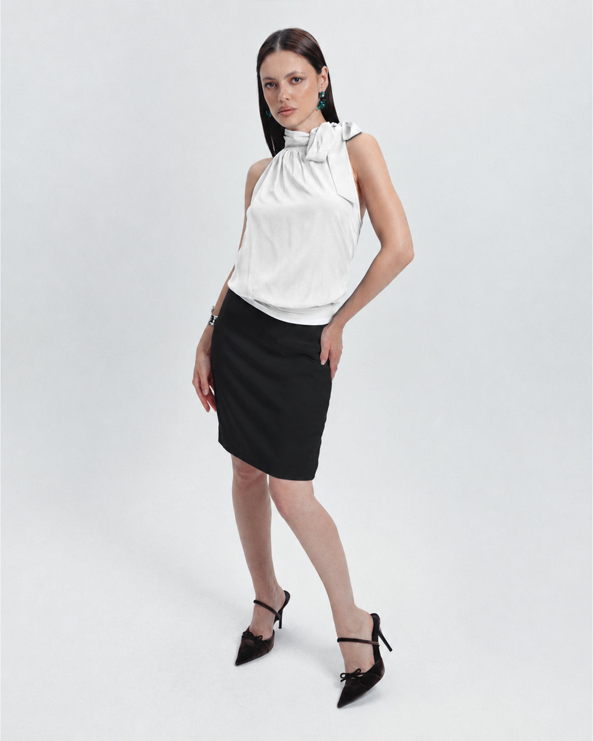 The Celine Halter Top | Available in Emerald, Noir, Café & Ivory